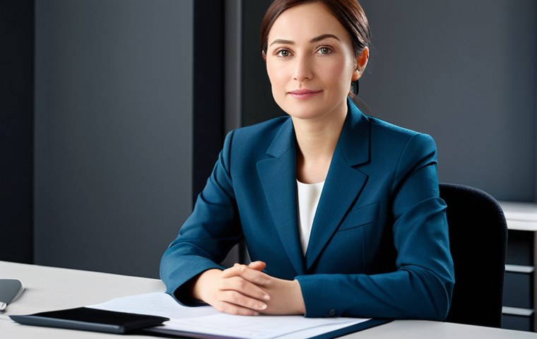 A professional businesswoman in a modest business suit, sitting at a desk in a modern office, fully clothed, appropriate attire, safe for work, perfect anatomy, natural proportions, professional photography, high quality.